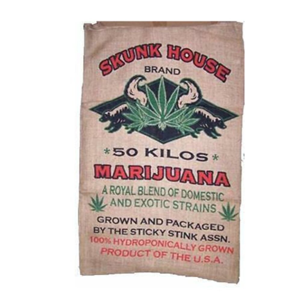 NWT Skunk House Novelty 50 kg Burlap Bag